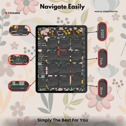 Ultimate Decorated Blackout Digital Planner 2025