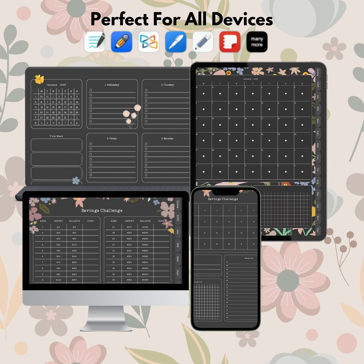 Ultimate Decorated Blackout Digital Planner 2025