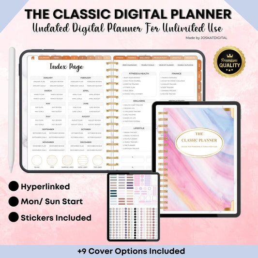 Undated Monday Start Digital Planner